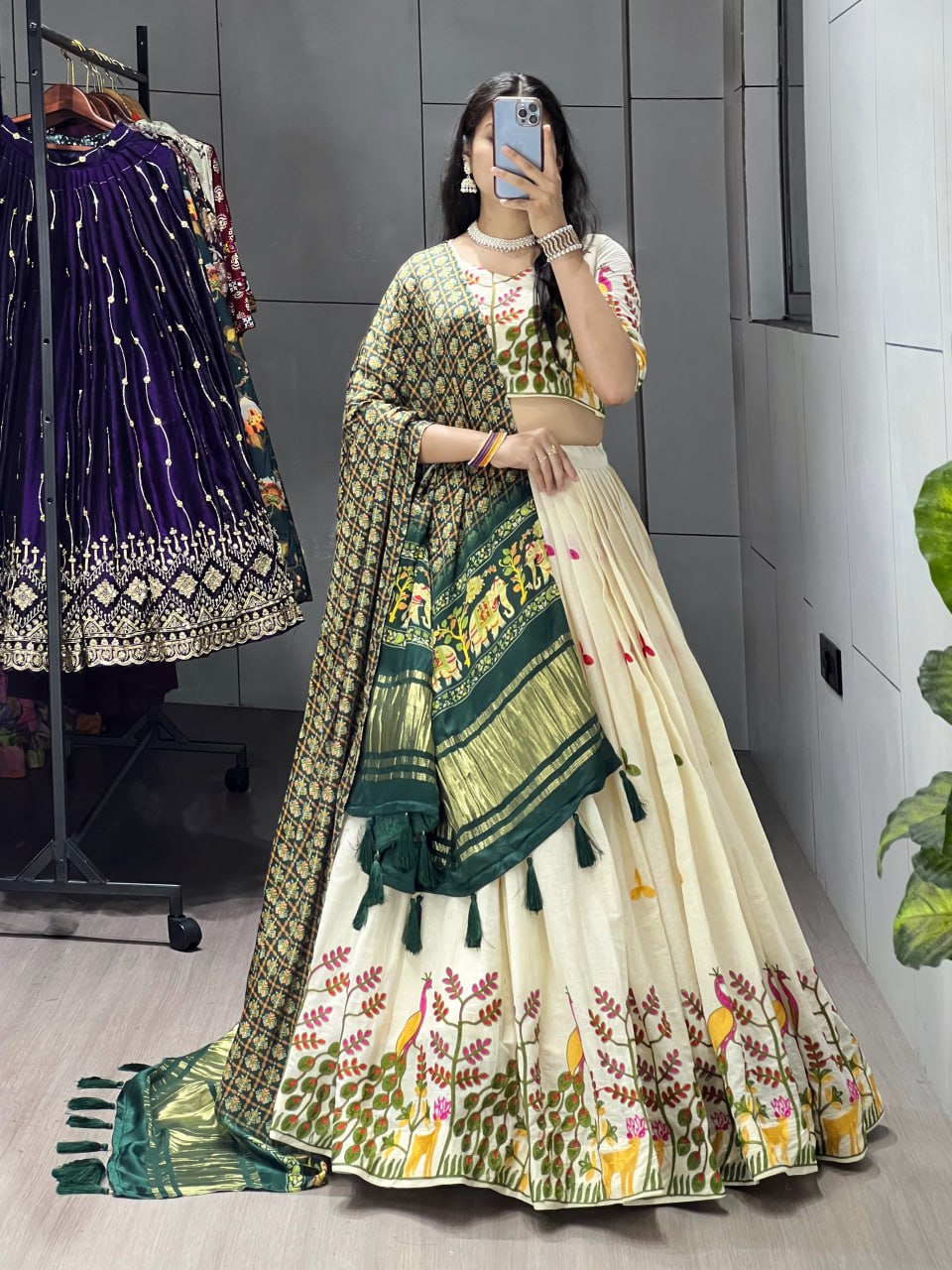 Fully Stitched Cotton Embroidery Work Lehenga - My Store