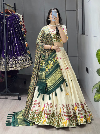 Fully Stitched Cotton Embroidery Work Lehenga - My Store