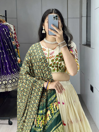 Fully Stitched Cotton Embroidery Work Lehenga - My Store