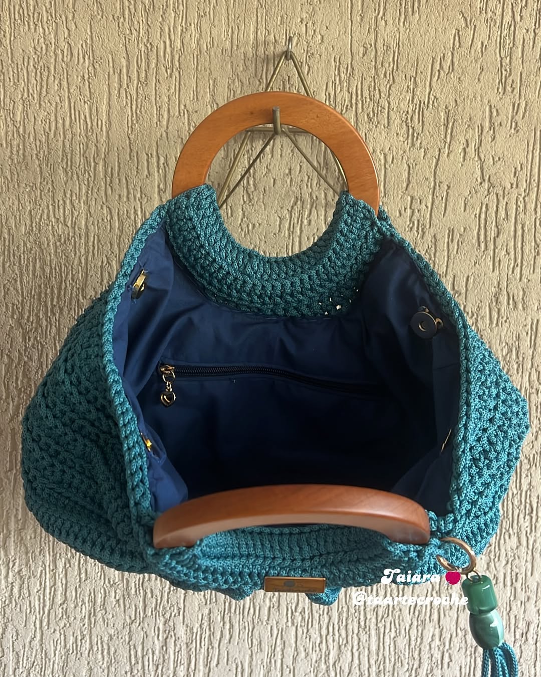 Handmade Crochet Wooden Handle Bag - My Store