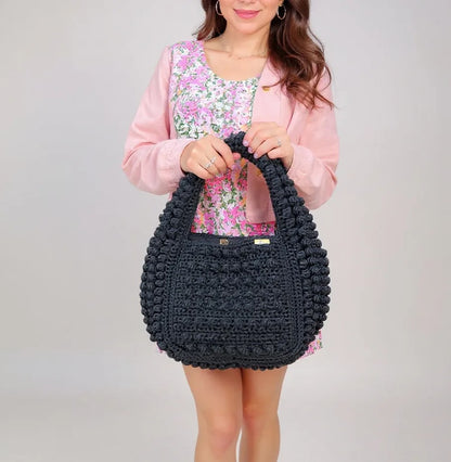 Noir Bloom Crochet Shoulder Bag - My Store