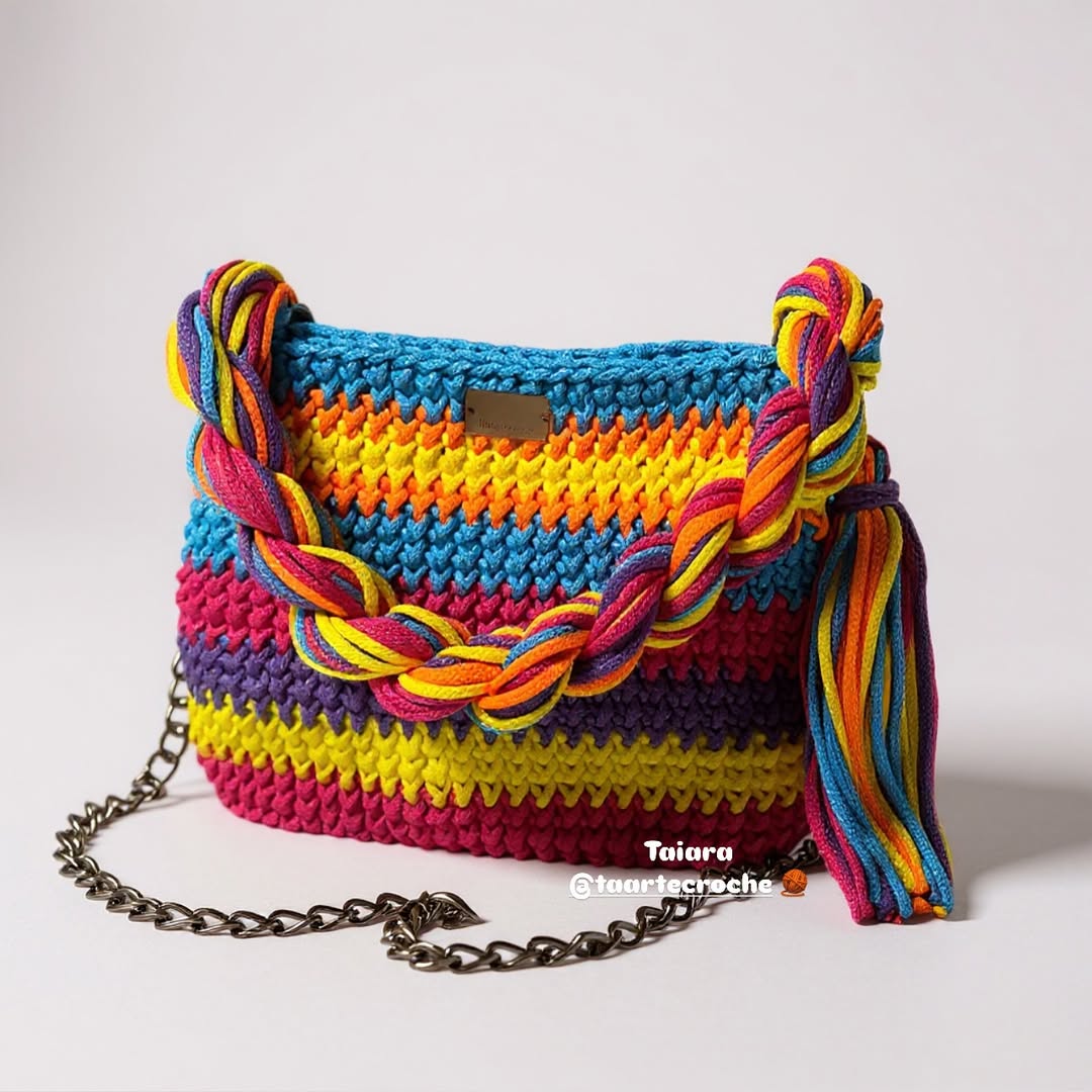 Handmade Colorful Crochet Shoulder Bag - My Store