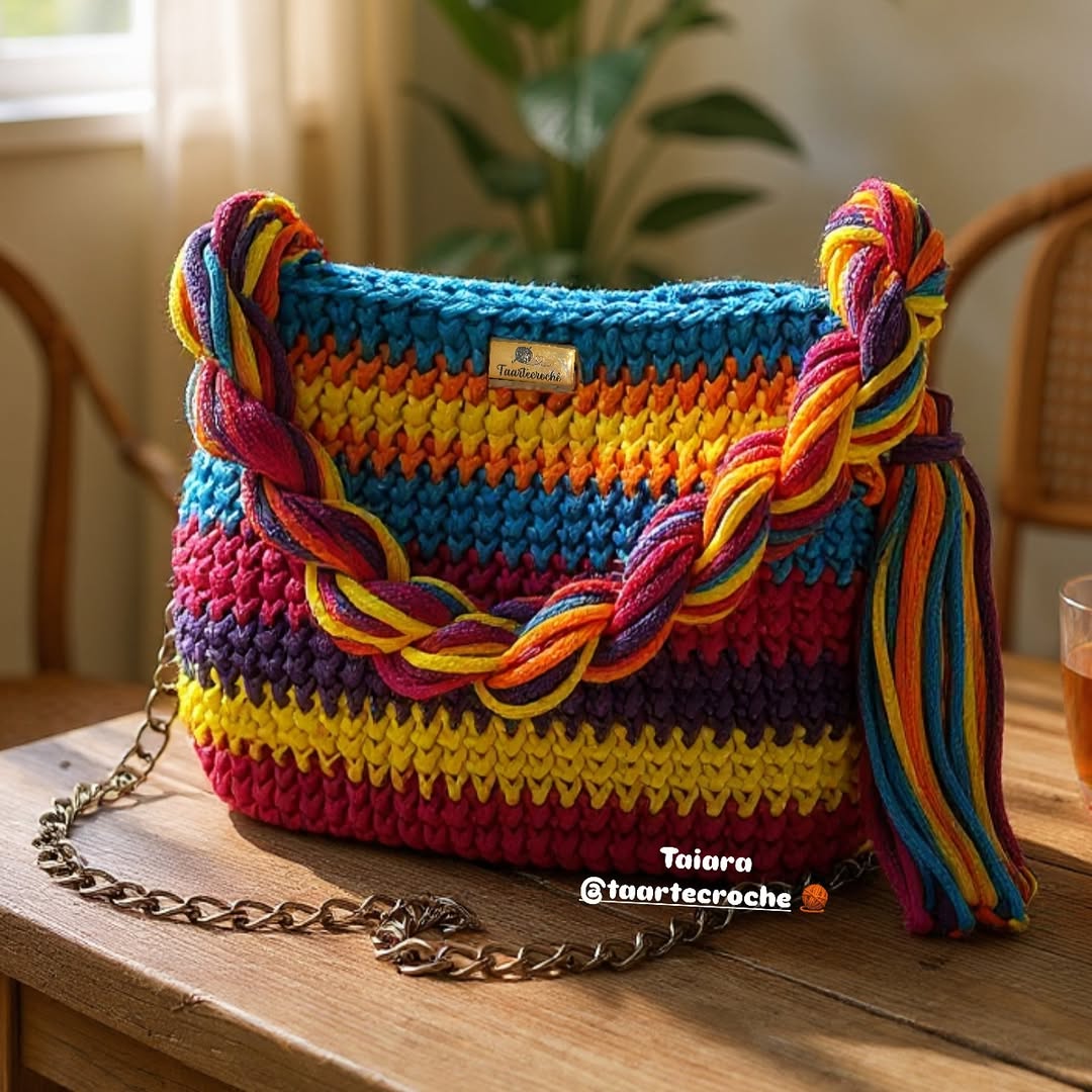 Handmade Colorful Crochet Shoulder Bag - My Store