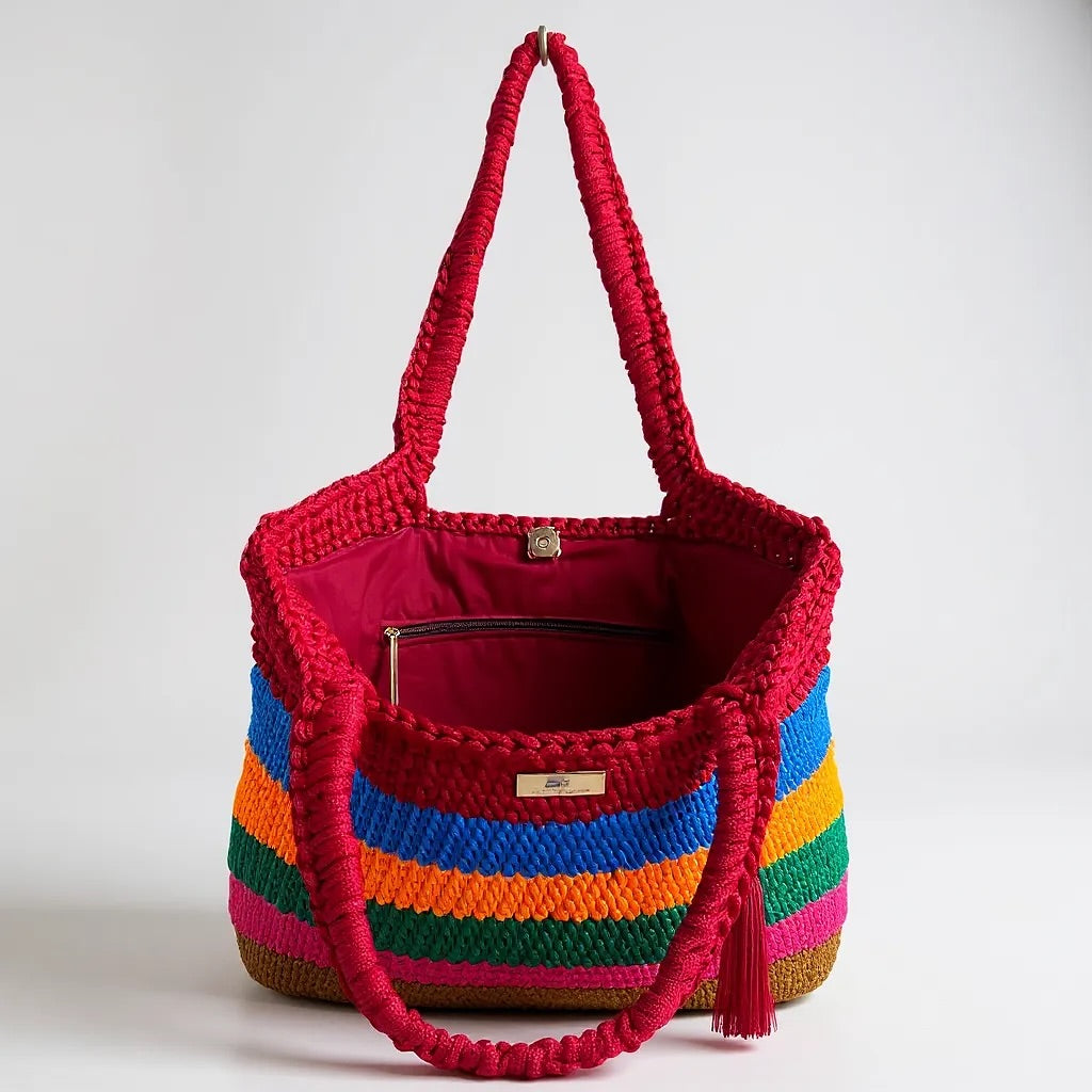 Rainbow Aura Crochet Tote Bag - My Store