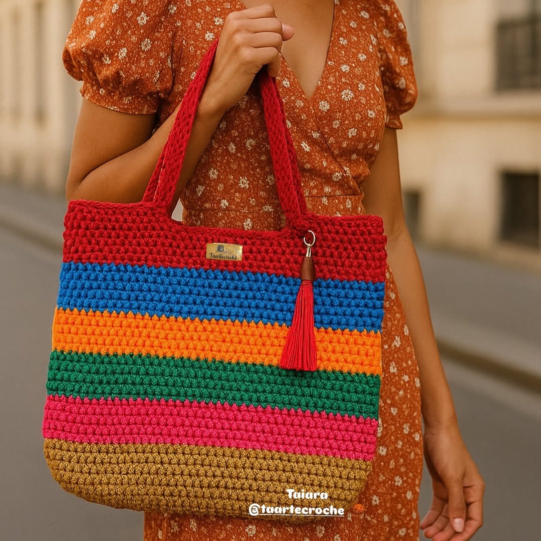 Rainbow Aura Crochet Tote Bag - My Store