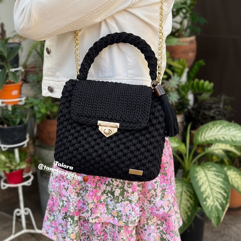 Noir Grace Crochet Mini Handbag - My Store