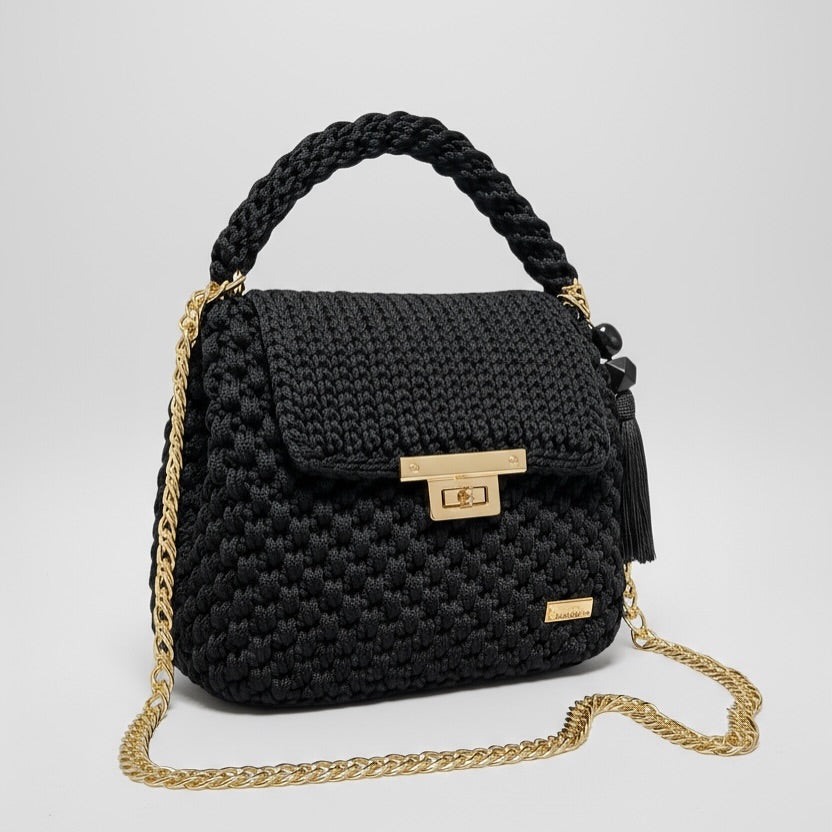 Noir Grace Crochet Mini Handbag - My Store