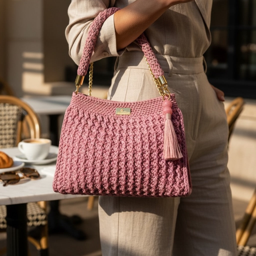 Blush Café Crochet Handbag - My Store