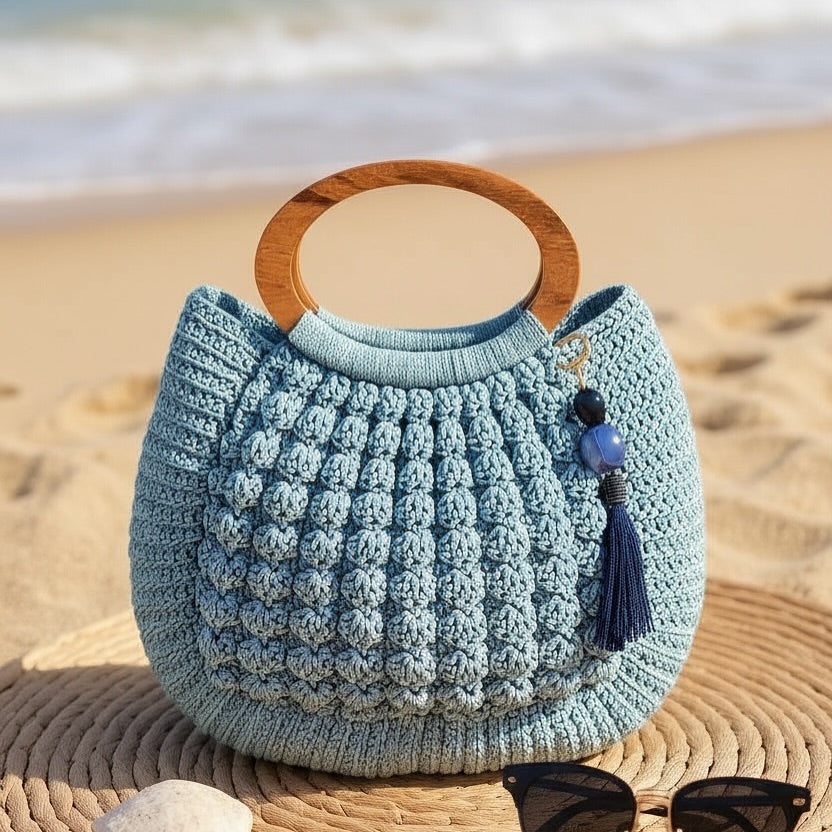 Handmade Crochet Wooden Handle Handbag - My Store