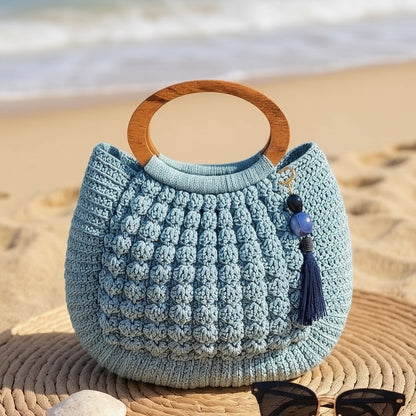 Handmade Crochet Wooden Handle Handbag - My Store