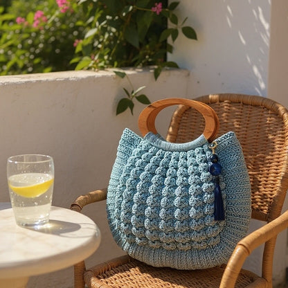 Handmade Crochet Wooden Handle Handbag - My Store