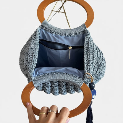 Handmade Crochet Wooden Handle Handbag - My Store
