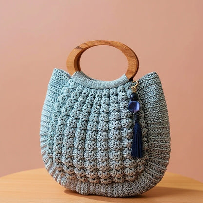Handmade Crochet Wooden Handle Handbag - My Store