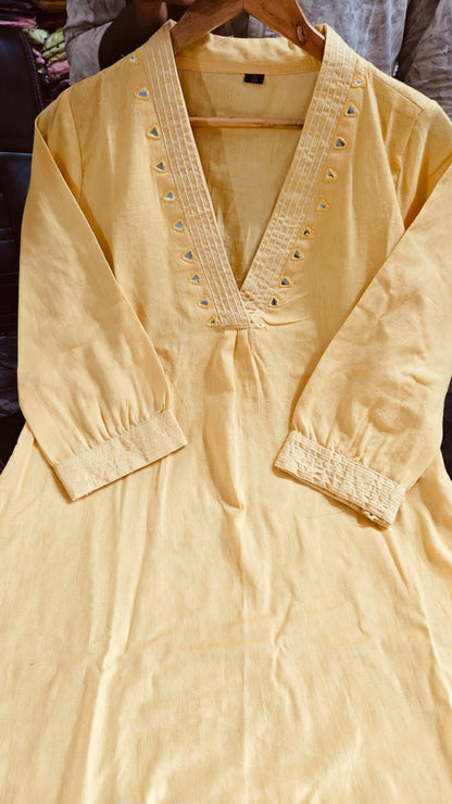 Elegant Flaired Cotton Kurta Set with Full Embroidery - My Store