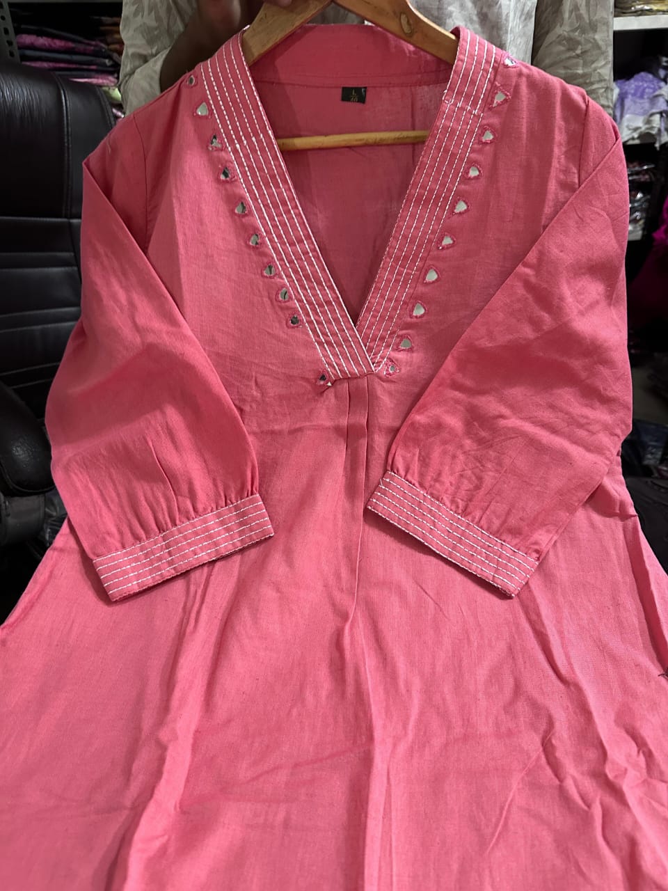 Elegant Flaired Cotton Kurta Set with Full Embroidery - My Store